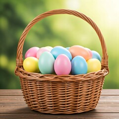 Easter Eggs Basket, Full Of Colorful Easter Eggs