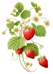 PNG Strawberry illustration botanical flowers.