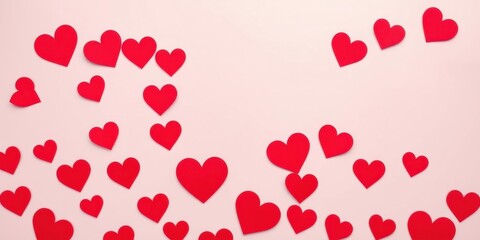 Scattered Red Hearts on a Pink Background A Romantic Valentine's Day Design
