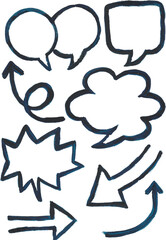 Chat bubbles hand drawn watercolour clipart with isolated white background	