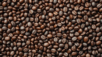 Fototapeta premium Aromatic Roasted Coffee Beans Background Texture Rich Brown Hues and Detailed Surface