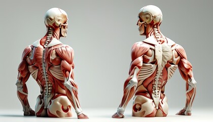 Highly Detailed Anatomical Illustration of Muscular and Skeletal Structures in Dynamic Pose