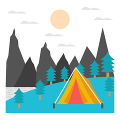 Trendy design icon of camp landscape