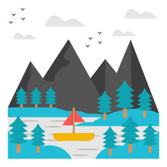 Obraz premium An eye catching design icon of sea boat landscape