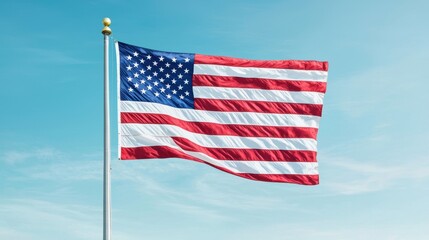Obraz premium American Flag on a Clear Day with Blue Sky and Gentle Breeze