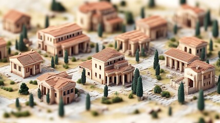Miniature ancient Greek city model.