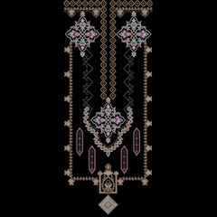 Geometrical embroidery neckline design asian trendy embroidered ornaments for digital print on fabric.