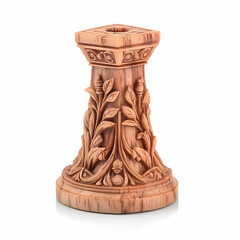 Intricate Hand-Carved Wooden Candle Holder with Floral Design and Elegant Detailing