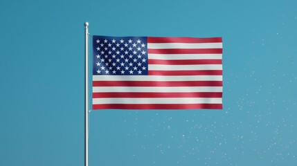 Fototapeta premium American Flag Waving Against Clear Sky with Soft Background Elements
