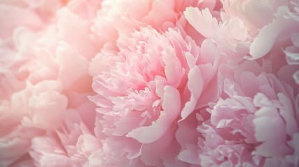 Obraz premium Beautiful floral background from pink peonies. Tender flowers petals in vintage toned. Beautiful flower background. Top view