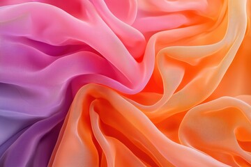 Obraz premium Colorful Flowing Silk Fabric in Shades of Pink, Orange, and Purple