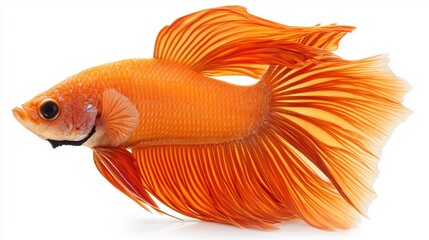 Fototapeta premium Stunning Orange Siamese Fighting Fish with Flowing Fins