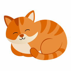 cute cat carton sleeping vector icon on white background