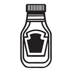 Detailed Ketchup Bottle Silhouette Vector Graphic