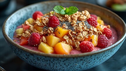 Delicious Berry Smoothie Bowl with Granola and Fruit