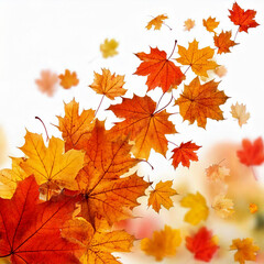 autumn maple leaf in isolated white background falling autumn leaves is highlighted on a white background: Generative AI. 