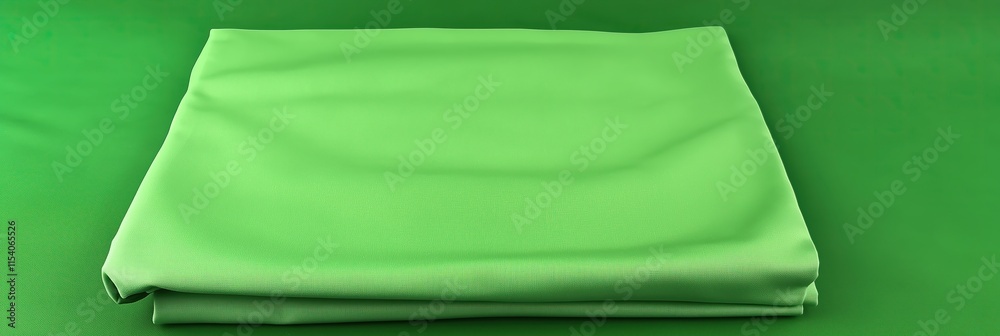 Aufkleber folded light green fabric on green background texture background design projects
