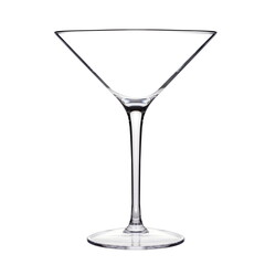 Empty clear coctail glass on white background
