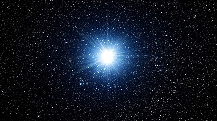 Brilliant starburst vast dark cosmos intense light radiates outwards illuminating countless distant...