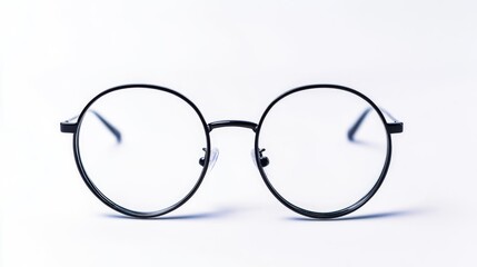 Classic round eyeglasses on a clean white background perfect for fashion or eyewear themed projects