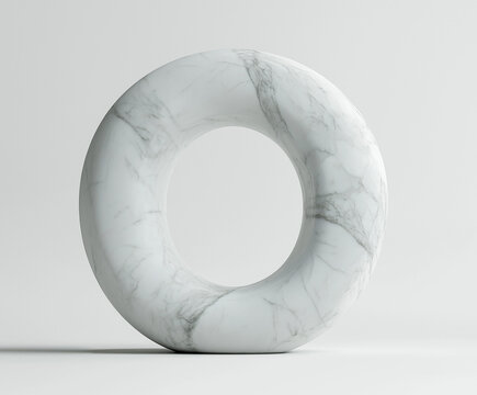 Elegante Marmorskulptur der Zahl 0 vor neutralem Hintergrund

