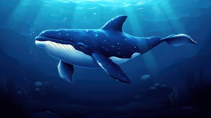 Fototapeta premium Majestic whale swimming underwater.