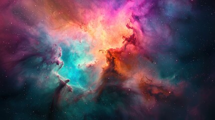 Fototapeta premium Colorful Cosmic Cloud Formation in Deep Space with Stars and Nebulae