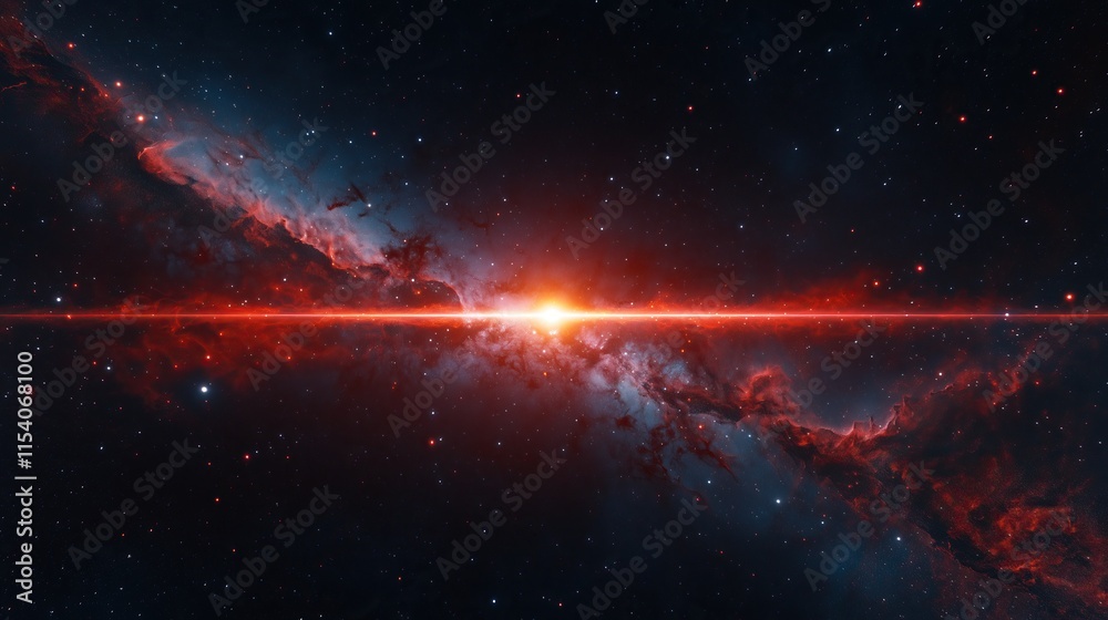 Poster cosmic spectacle vibrant nebula illuminated by brilliant stellar light source