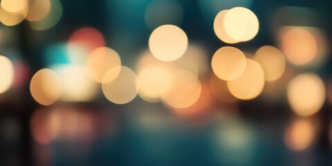 Fototapeta premium Blurred bright glowing lights of district in megapolis under dusk sky in evening on blurred background