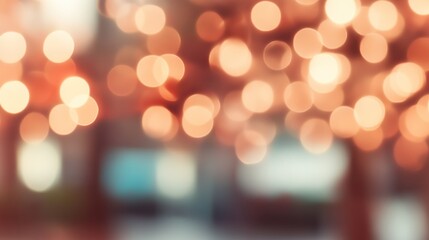 Blurred bright glowing lights of district in megapolis under dusk sky in evening on blurred background