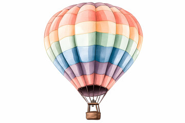 Fototapeta premium Colorful Hot Air Balloon in Soft Pastel Shades Floating in Clear Sky for Travel and Adventure Concepts