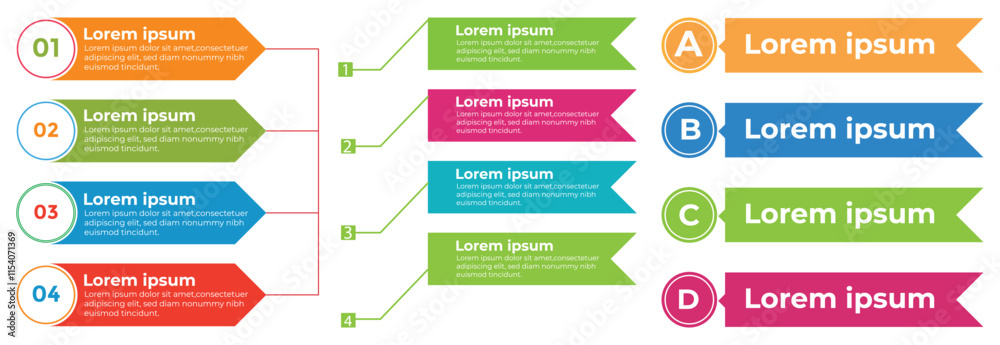 Poster modern infographic slides presentation elements template. business process and step diagram. data vi