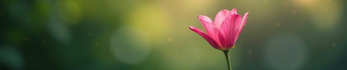 Fototapeta premium Delicate pink petal unfolding on a slender stem, plant, freshness, botanical