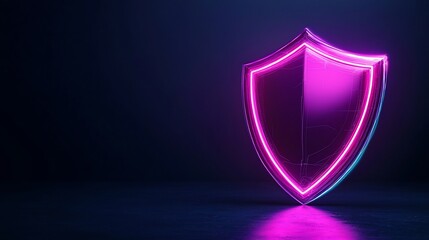 Floating Digital Shield Visualization with Vibrant Glowing Outlines,Futuristic Tech Display