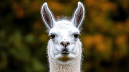 Obraz premium Adorable Llama Portrait with Soft Focus Background in Nature Setting