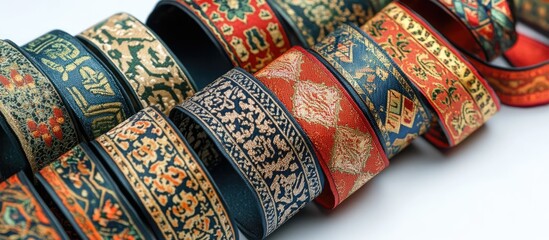 Intricate national pattern ribbons perfect for enhancing interior decor and adding a touch of cultural elegance to your space