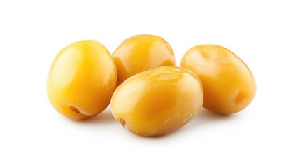 Ripe Golden Fresh Dates Isolated on White Background for Food and Health Concepts