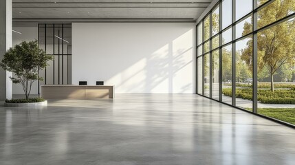 Obraz premium Modern Office Lobby with Large Windows