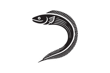 simple black an white el fish vector silhouette isolated on a white background