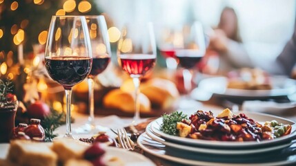 Warm Holiday Gathering with Food and Joyful Moments