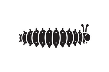 simple black an white caterpillar vector silhouette isolated on a white background