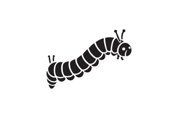 simple black an white caterpillar vector silhouette isolated on a white background