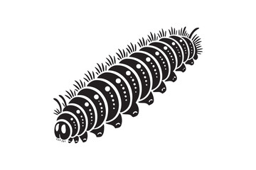 simple black an white caterpillar vector silhouette isolated on a white background