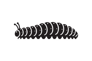 simple black an white caterpillar vector silhouette isolated on a white background