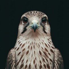 Detailed Portrait of a Falcon Against a Dark Background