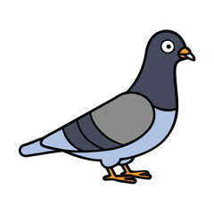 Cute Cartoon Pigeon Icon Colorful Bird Vector Illustration.