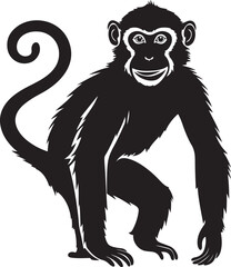 Obraz premium Monkey silhouette vector illustration, Monkey line art vector