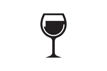 simple black an white wine glass vector silhouette isolated on a white background