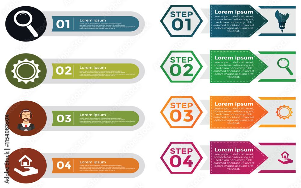 Fototapete Modern Infographic slides presentation elements template. Business Process and step diagram. Data visualization timeline process infographic.