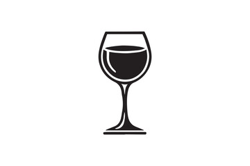 simple black an white wine glass vector silhouette isolated on a white background